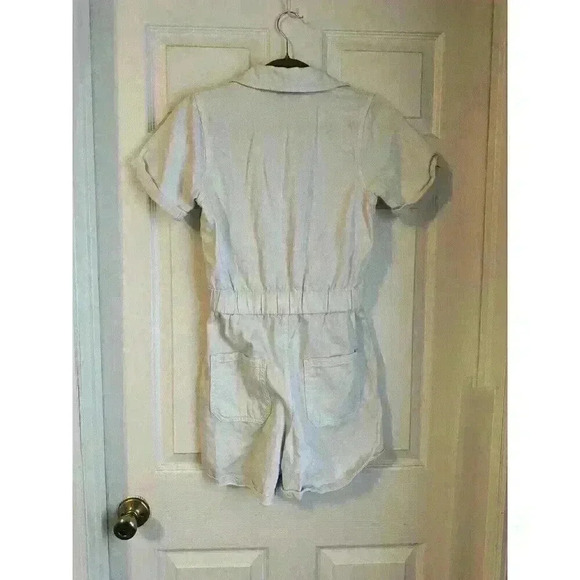 Gianni Bini Tori White Denim Short Sleeve Overall Flight Suit Button Romper XS - Picture 8 of 9